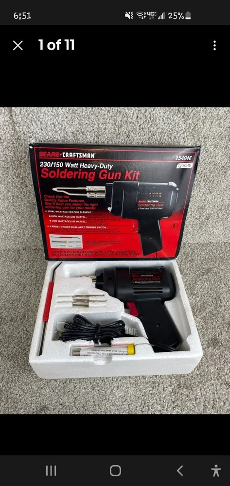 Craftsman 230/150W Dual-Wattage Heavy-Duty Corded Soldering Gun Kit 954046