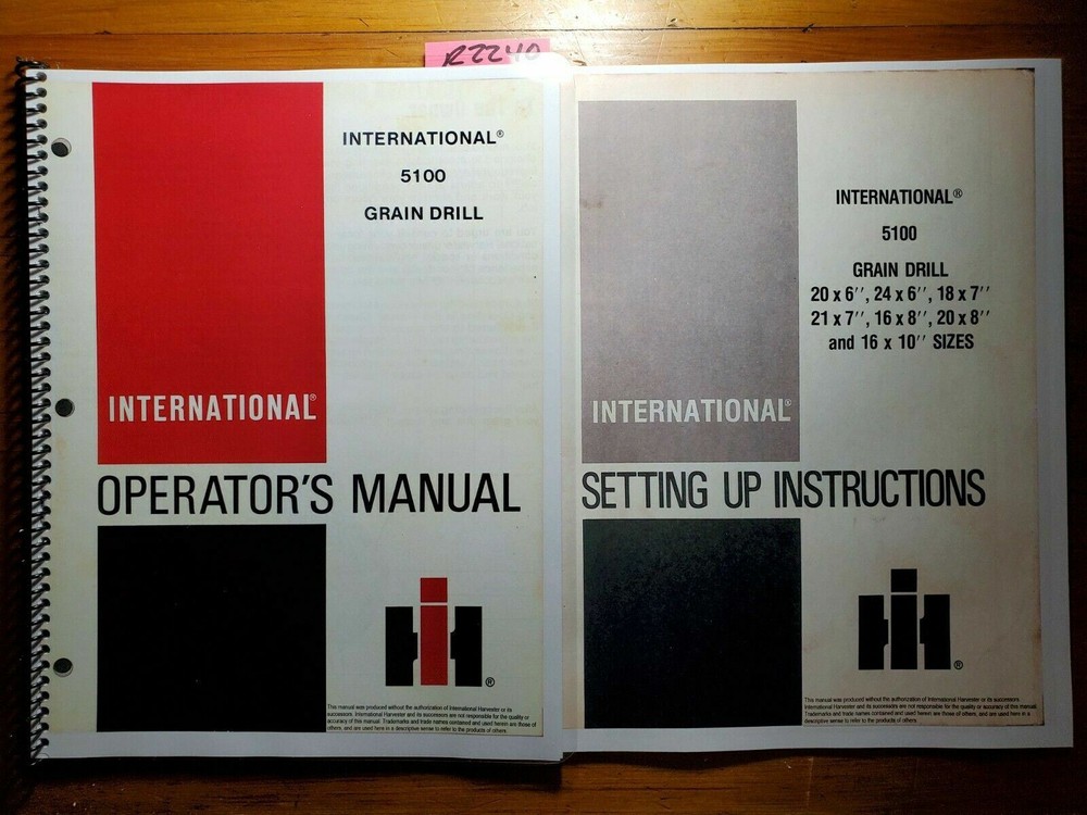 IH International Harvester 5100 Grain Drill Owner Operator Manual ’82 + Set Up