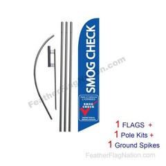 Smog Check Inspection Repair 15′ Feather Banner Swooper Flag Kit with pole+spike