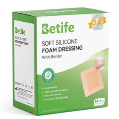 Betife Silicone Foam Dressing Adhesive Border 4×4 15ct Waterproof Wound Pad