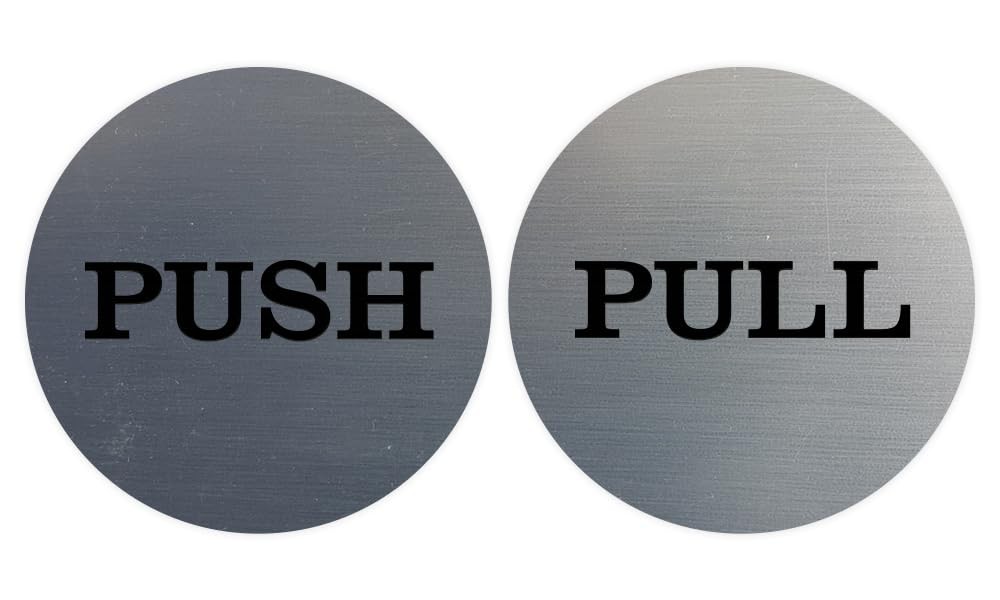 1 Set 2pcs Brushed Silver 2″ Round Push Pull Door Signs for Office Business