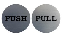 1 Set 2pcs Brushed Silver 2″ Round Push Pull Door Signs for Office Business