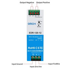 EDR-120-12 DIN Rail Power Supply 12V 10A 120W Slim PSU