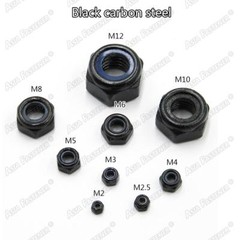 Locknut Hex nut Hexagon Locknuts with Nylon Insert Stainless Steel Black M2-M12