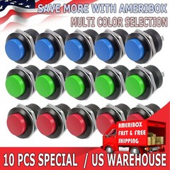 10 PCS 16mm Push Button Switch Non-Lock Momentary Open Round 2 Pins Metal