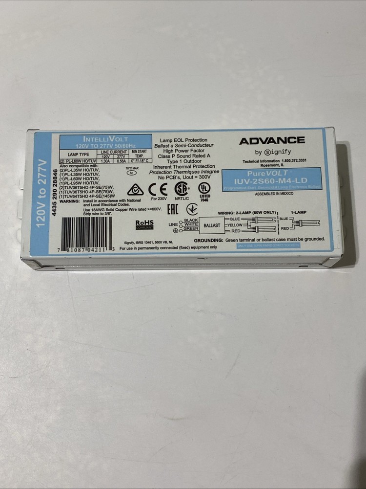 Advance IntelliVolt UV Germicidal Ballast (IUV-2S60-M4-LD)