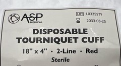 ASP MEDICAL ASP-564007 DISPOSABLE TOURNIQUET CUFF 18″ X 4″ 2-LINE Red 03-25-33
