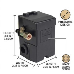 Air Compressor Pressure Switch 90-125 PSI, 26A Heavy Duty 1/4″ NPT Single Por…