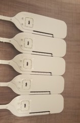 50 Business Barcode Security Cable Seals Tamper Evident Rat Tail Lock Tags White