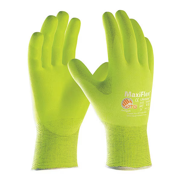 Pip 34-874Fy/Xxl Foam Nitrile Hi-Vis Coated Gloves, Palm Coverage, Yellow, 2Xl,