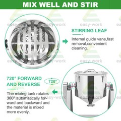 5-20KG Electric 304 Stainless Powder Blender Lab Dry Dough Powder Drum Mixer