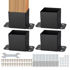 VEVOR 4 Pack 6×6 Post Base Brackets Heavy Duty Wood Post Fence Post Anchor
