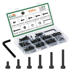 416PCS M4 Screw Assortment Kit Hex Socket Head Cap Bolts Nuts Washers 12.9 Alloy