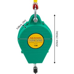 15M Self Retracting Lifeline Lanyard Fall Arrester Fall Protection w/ Hook Green