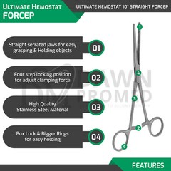 2Pcs Set 8″ + 10″ Straight Hemostat Forceps Locking Clamp Fishing Plier German G