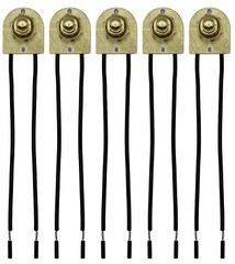 5 Pack of Metal Push On/Off Switches, single circuit, 3A-120V, 6″ Stripped Wires