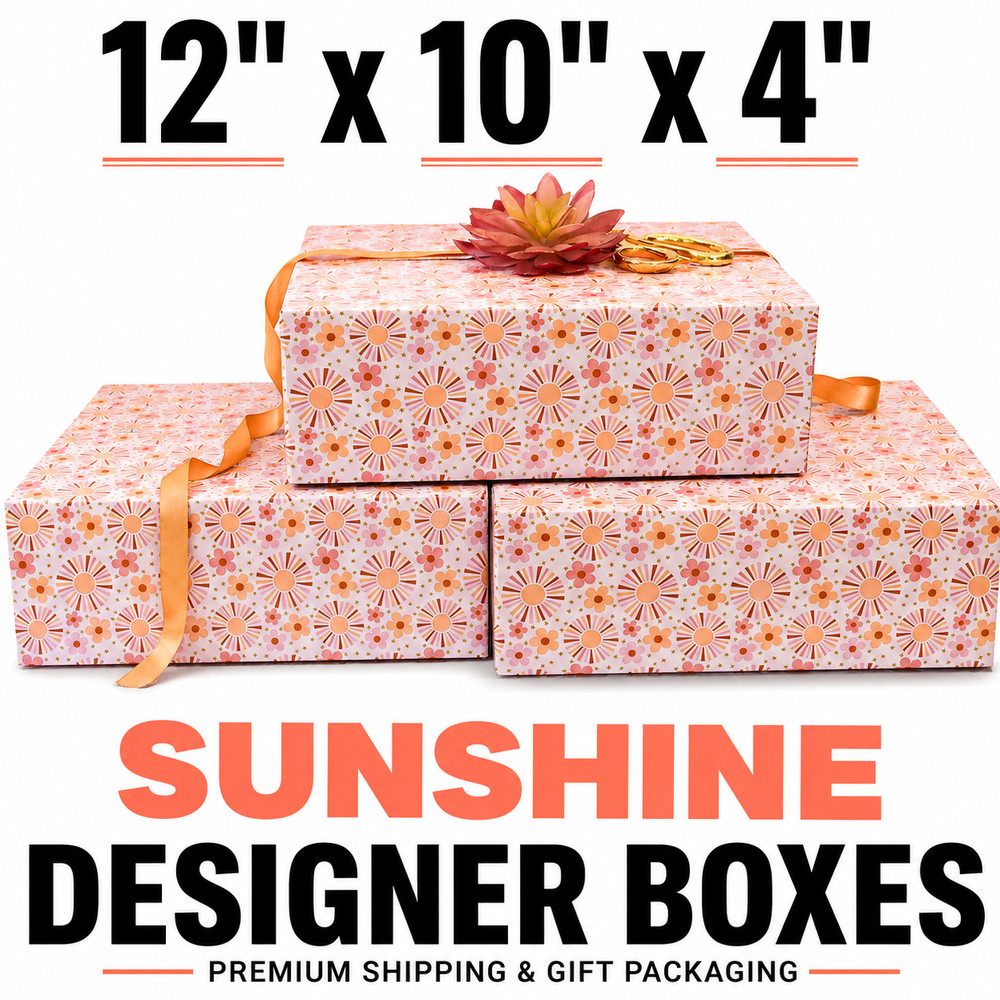 12x10x4 Sunshine Pink Designer Shipping Boxes 32 ECT Corrugated Mailer Box