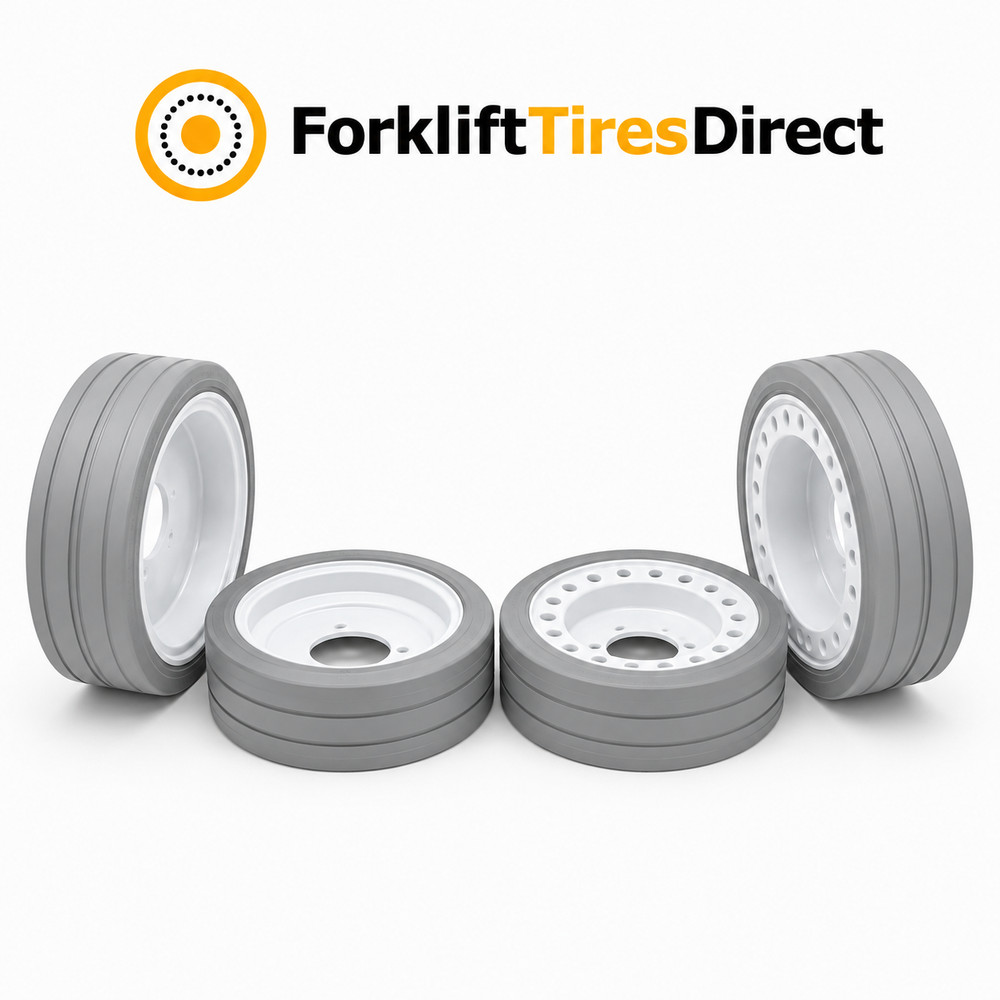 Pack of 4 Skyjack 16×5 Solid Scissor Lift Tire & Wheel Assembly – Plain & Brake