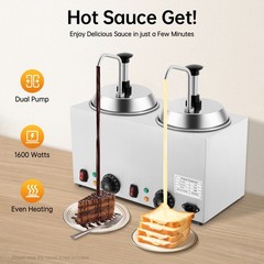 1600W 110V Hot Fudge Nacho Cheese Dispenser Sauce Caramel Melting Warmer Machine