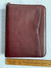 VTG DAYTIMER Planner Cover Zip Around Faux Leather 7-Ring Oxblood 8.5 X 10.5”