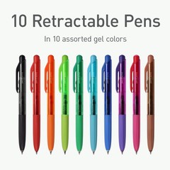 Pentonic GR-T Retractable Gel Pens, 10 Count, 1 Count (Pack of 10), Assorted