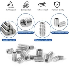 245 Pcs 19 Sizes Set Screw Assortment Kit SAE Allen Head Grub Screws for Bathro