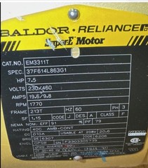 New Baldor EM3710T 7.5hp TEFC Motor 230/460V 60Hz 3ph 1800RPM 213T Frame 2134 5D