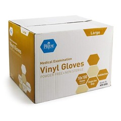 MedPride Medical Examination Vinyl Gloves ,N/S Powder Free, Large-1000 Gloves/CS
