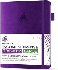 Clever Fox Income & Expense Tracker Large A4 2-Year Record Book (Purple)