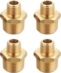 Brass Reducing Hex Nipple, 1/4 Inch NPT Male Pipe X 1/2 Inch NPT Male Pipe 4