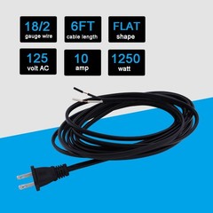 Power Cord Pigtail 18AWG 2 Prong 6FT Flat Shape 2 Wire Power Supply Cord Open…