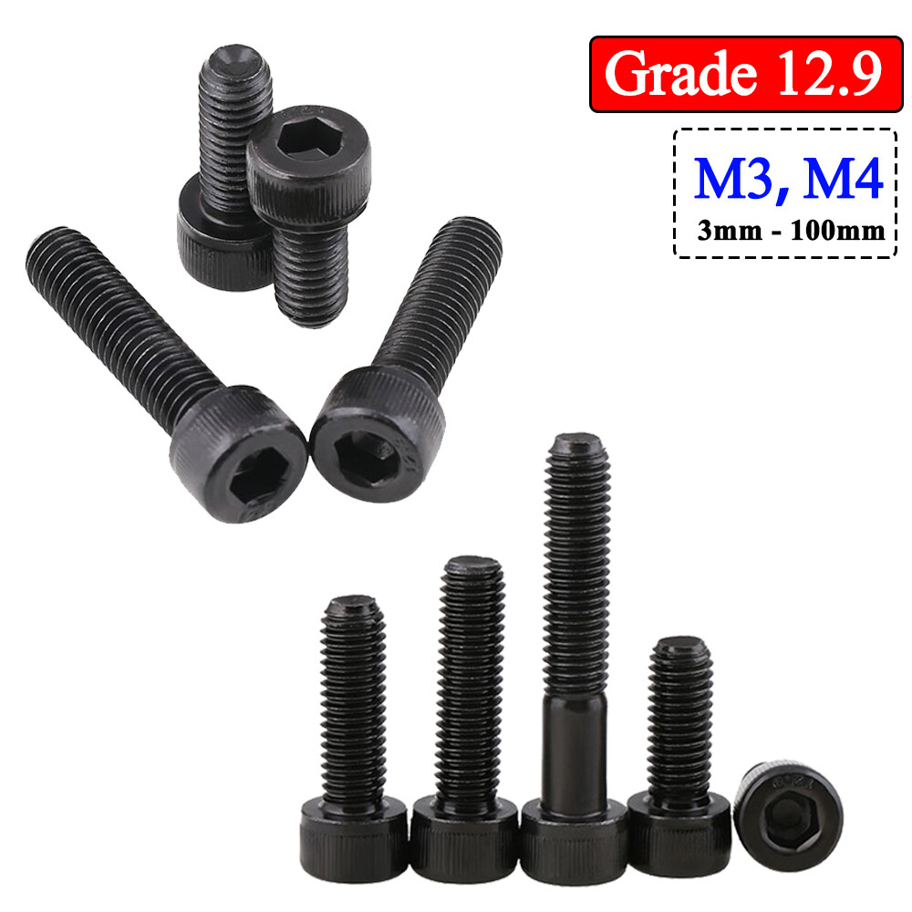 M3 M4 Coarse Pitch Hexagon Socket Cap Head Screws Bolts DIN 912 Grade 12.9 Steel