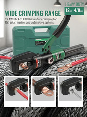 Hydraulic Cable Crimping Tool, Battery Cable Terminal Crimper 12 AWG–4/0 AWG, US