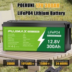 12V 300AH LiFePO4 Lithium Battery 15000+ Deep Cycle BMS for Solar RV Off-grid