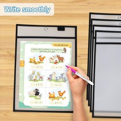 Ufamrine 6 Pcs Dry Erase Pockets Sleeves Black, Job Ticket Holders (10″ * 13″…