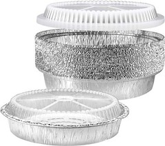 9″ Round Aluminum Foil Pans With Plastic Dome Lids Baking Storage