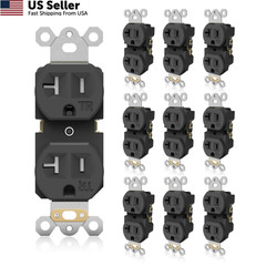 TOPELER Black Duplex Receptacle Outlet, Tamper-Resistant 20 Amp,