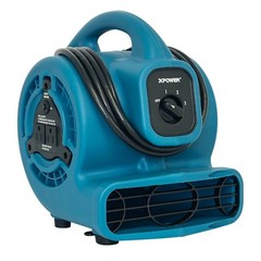 XPOWER P-80A 1/8 HP Mini Air Mover Carpet Dryer Blower Floor Fan w/ Dual Outlet