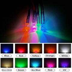 3mm 5mm led diode 20cm Pre-wired DC5V 12V 24V Red Green white led Lamp 10pcs
