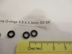 3.5mm ID x 6.5mm OD x 1.5mm thick O-ring. JIS S4 Buna-70. Quan 5..
