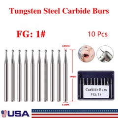 Carbide Burs FG Friction Grip CROSS CUT FISSURE ROUND END Pkg/10