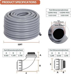 1/2″ 50ft Electrical Conduit Kit – Flexible Non-Metallic Liquid-Tight Conduit