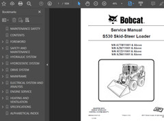 BOBCAT S530 SKID STEER LOADER MANUAL OPERATORS SERVICE REPAIR SHOP OWNERS PDF