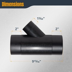 POWERTEC 70190 4-Inch by 2-1/2-Inch Y-Fitting Dust 4 x 2-1/2″, Black