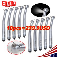 1-10 Dental LED Fiber Optic Turbine Handpiece E-generator 4hole Triple Spray UDM