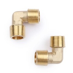 U.S. Solid 2pcs Brass Barstock Street Elbow Pipe Fitting, MNPT 3/8″ x MNPT 3/8″