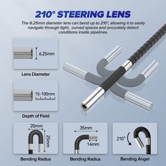 Two/Four-Way Endoscope Inspection Camera Articulating Borescope 1m Flexible Tube