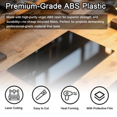 ABS Plastic Sheet 1/16 Inch Thick – 4PACK 12″ x 8″ Black Rigid ABS Board Impa…