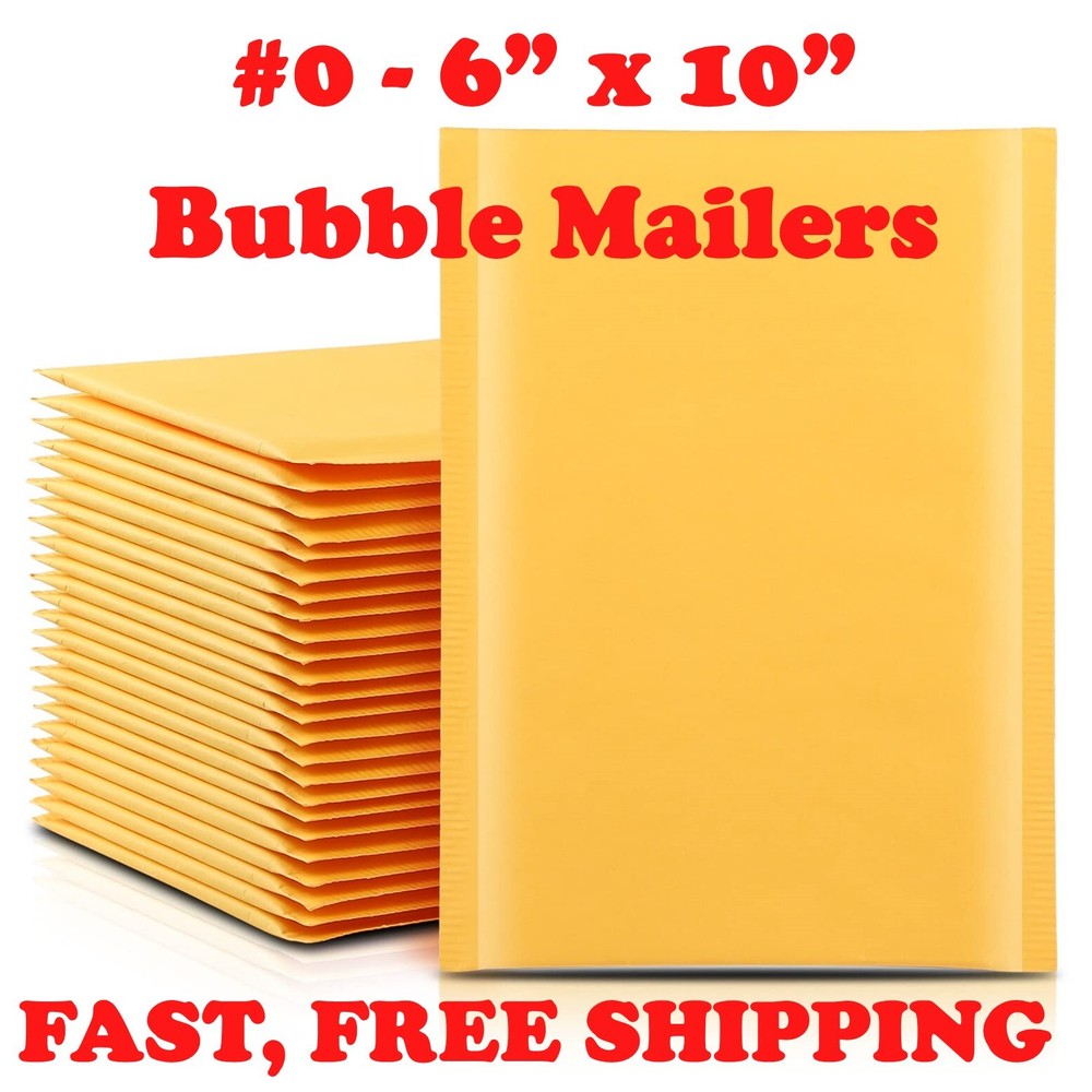 #0 6×10 KRAFT BUBBLE MAILERS SELF SEAL SHIPPING BAGS ENVELOPES PADDED 6×9