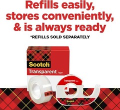 Scotch Transparent Tape, 0.5 in x 450 in (12.7 mm x 11.4 m)